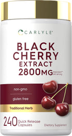 Black Cherry Extract with 2800mg equivalent per serving, in 240 non-GMO, gluten-free capsules, a traditional herb supplement.