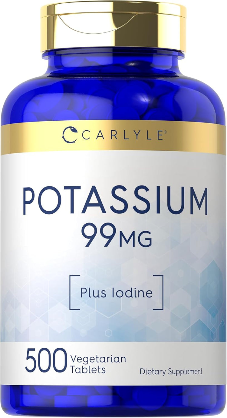 Carlyle Potassium 99 MG with Iodine, 500 vegetarian tablets, dietary supplement.