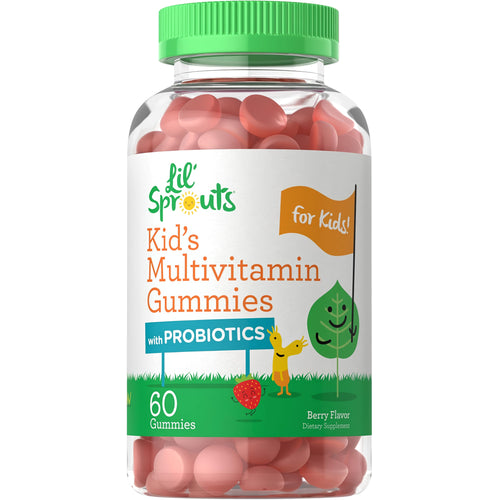 View 1 Lil' Sprouts Kid's Multivitamin Gummies with Probiotics, 60 berry-flavored gummies, dietary supplement.
