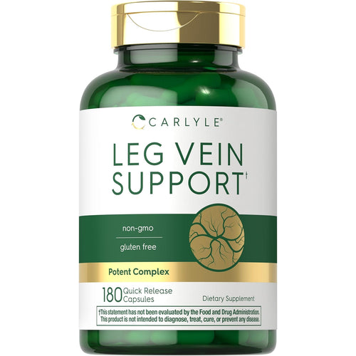 View 1 Leg Vein Support, 180 quick-release capsules, dietary supplement bottle.