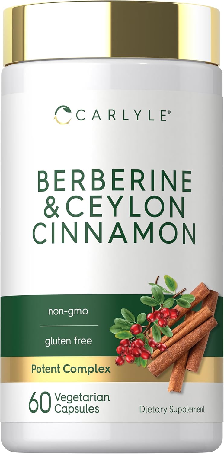 Carlyle Berberine & Ceylon Cinnamon 2000mg, 60 vegetarian capsules; non-GMO, gluten-free, and potent complex.