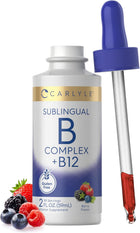 Carlyle Sublingual B Complex + B12 Liquid, Berry Flavor, 2 fl. oz. (59mL), 59 Servings, Gluten-Free Vitamin Supplement.