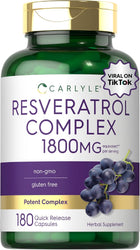 Carlyle Resveratrol Complex, 1800mg per serving, with 180 quick release capsules.