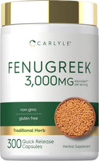 The product is Fenugreek 3,000MG per serving, 300 Quick Release Capsules, non-gmo, gluten free, traditional herb.