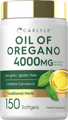 Carlyle Oil of Oregano 4000MG per serving, 150 Softgels. Non-GMO, gluten-free, contains Carvacrol.