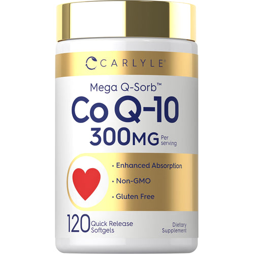 View 1 Carlyle Mega Q-Sorb Co Q-10 300MG with 120 quick release softgels.