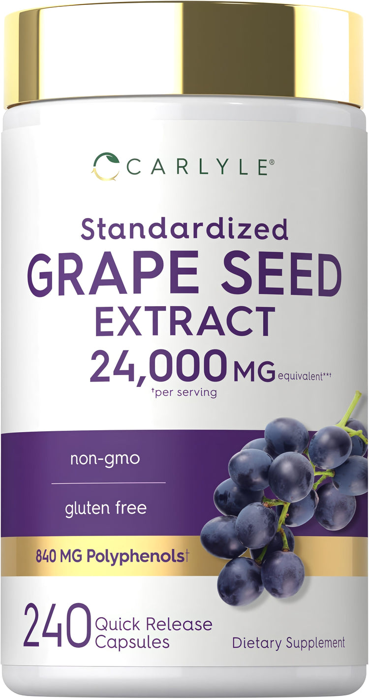 Carlyle Grape Seed Extract, 24,000 MG equivalent per serving, 240 Quick Release Capsules.