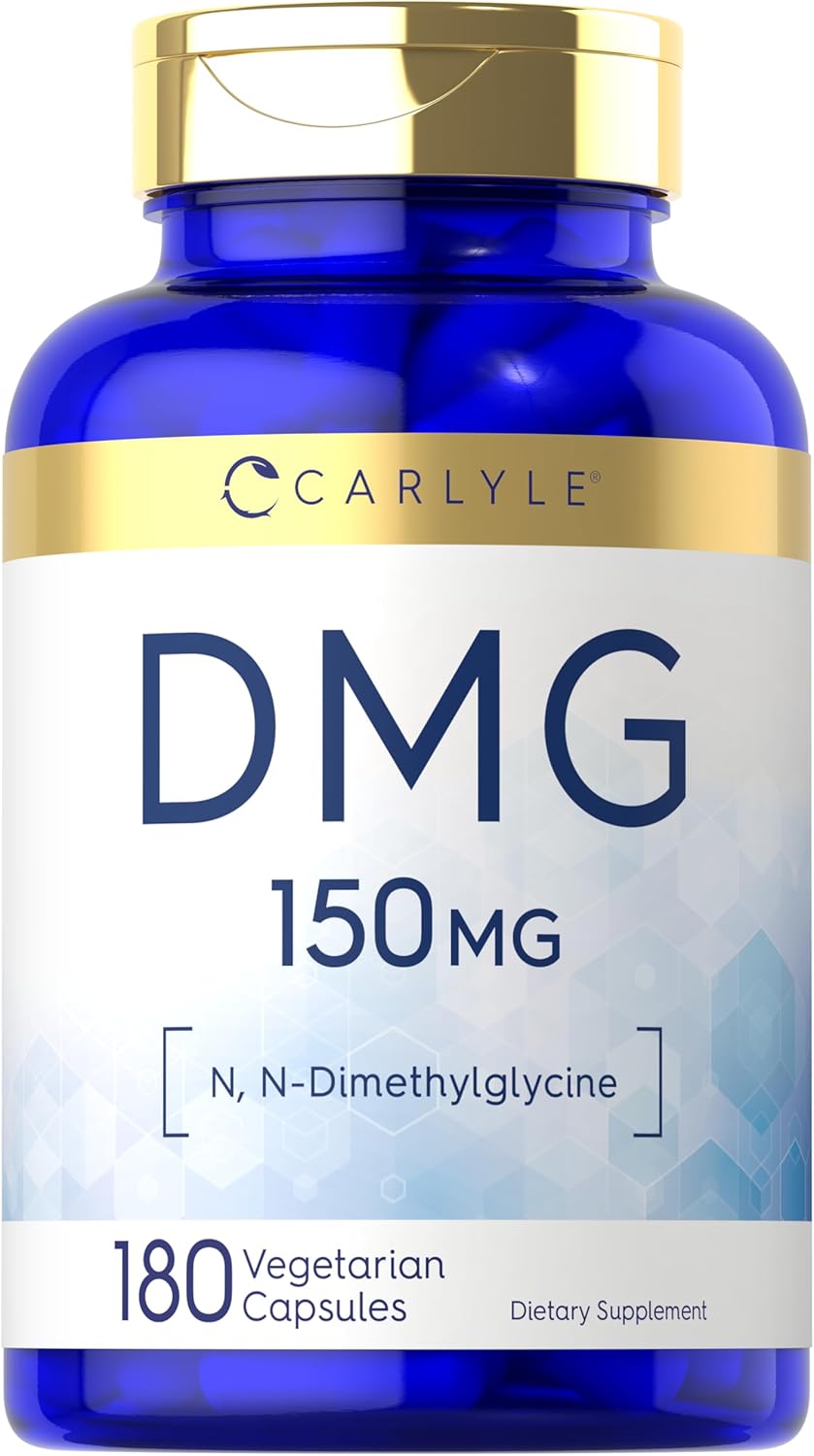 Carlyle DMG 150 MG with N, N-Dimethylglycine in 180 vegetarian capsules as a dietary supplement.