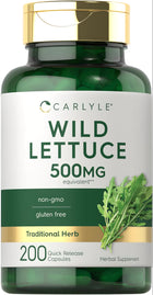 Carlyle Wild Lettuce 500mg equivalent** 200 Quick Release Capsules. Traditional Herb. non-gmo, gluten free. Herbal Supplement.