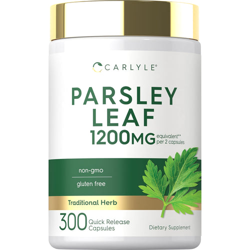 View 1 Parsley Leaf 1200 mg, 300 quick release capsules for herbal supplement support in a convenient bottle.