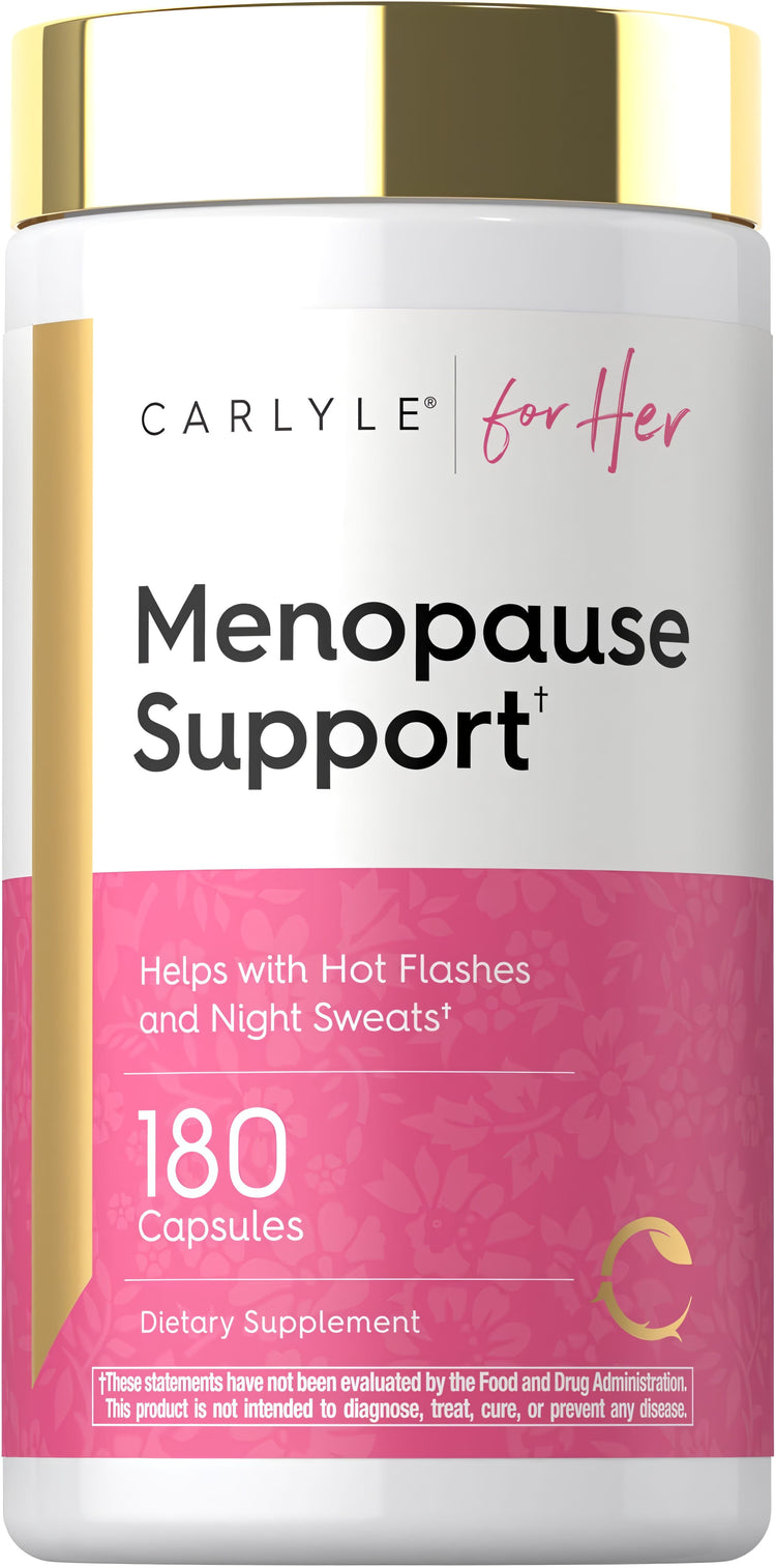 Carlyle for Her Menopause Support with 180 capsules. Supports with hot flashes and night sweats. Dietary supplement.