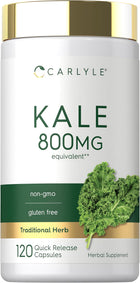 Kale 800 mg equivalent quick release capsules, 120 count, non-GMO, gluten free, traditional herb herbal supplement.