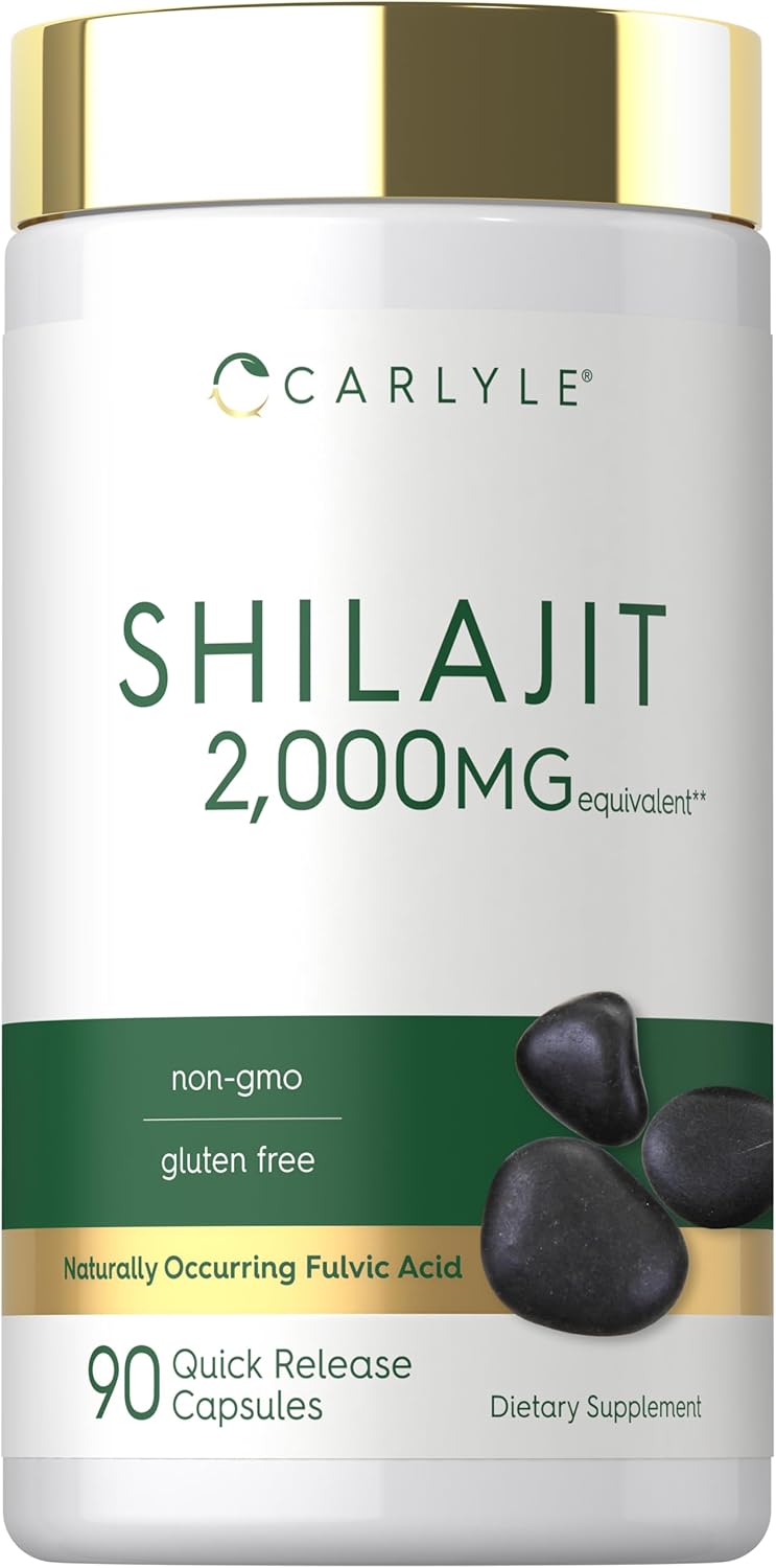 Carlyle Shilajit capsules, 2000MG equivalent, 90 quick-release capsules, dietary supplement.