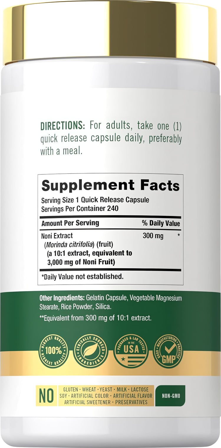 Carlyle Noni 3000mg bottle with 240 quick release capsules.