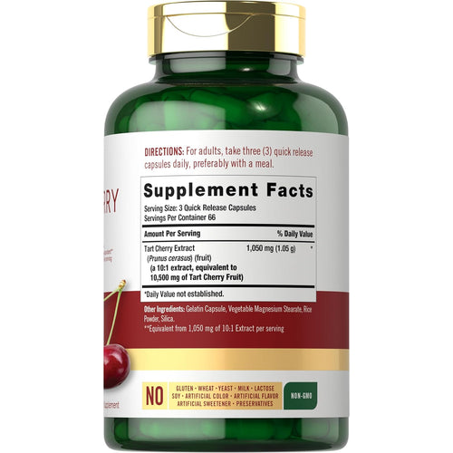 View 2 Product shot of Tart Cherry 10500 mg, featuring a bottle with 200 capsules.