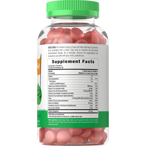View 2 Supplement Facts panel for Carlyle Children's Multi with Probiotic Gummy, containing 60 gummies.