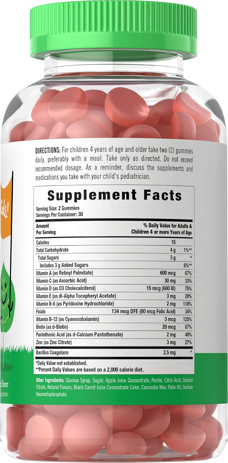 Supplement Facts panel for Carlyle Children's Multi with Probiotic Gummy, containing 60 gummies.