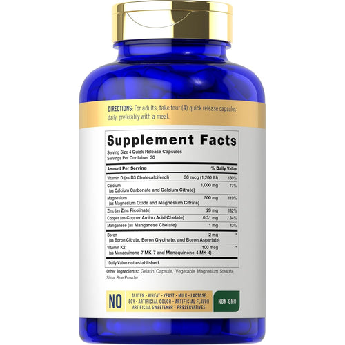 View 2 Bone Support bottle: Gluten & Wheat Free, Yeast Free, Milk & Lactose Free, Soy Free, No Artificial Color/Flavor/Sweetener/Preservatives, Non-GMO