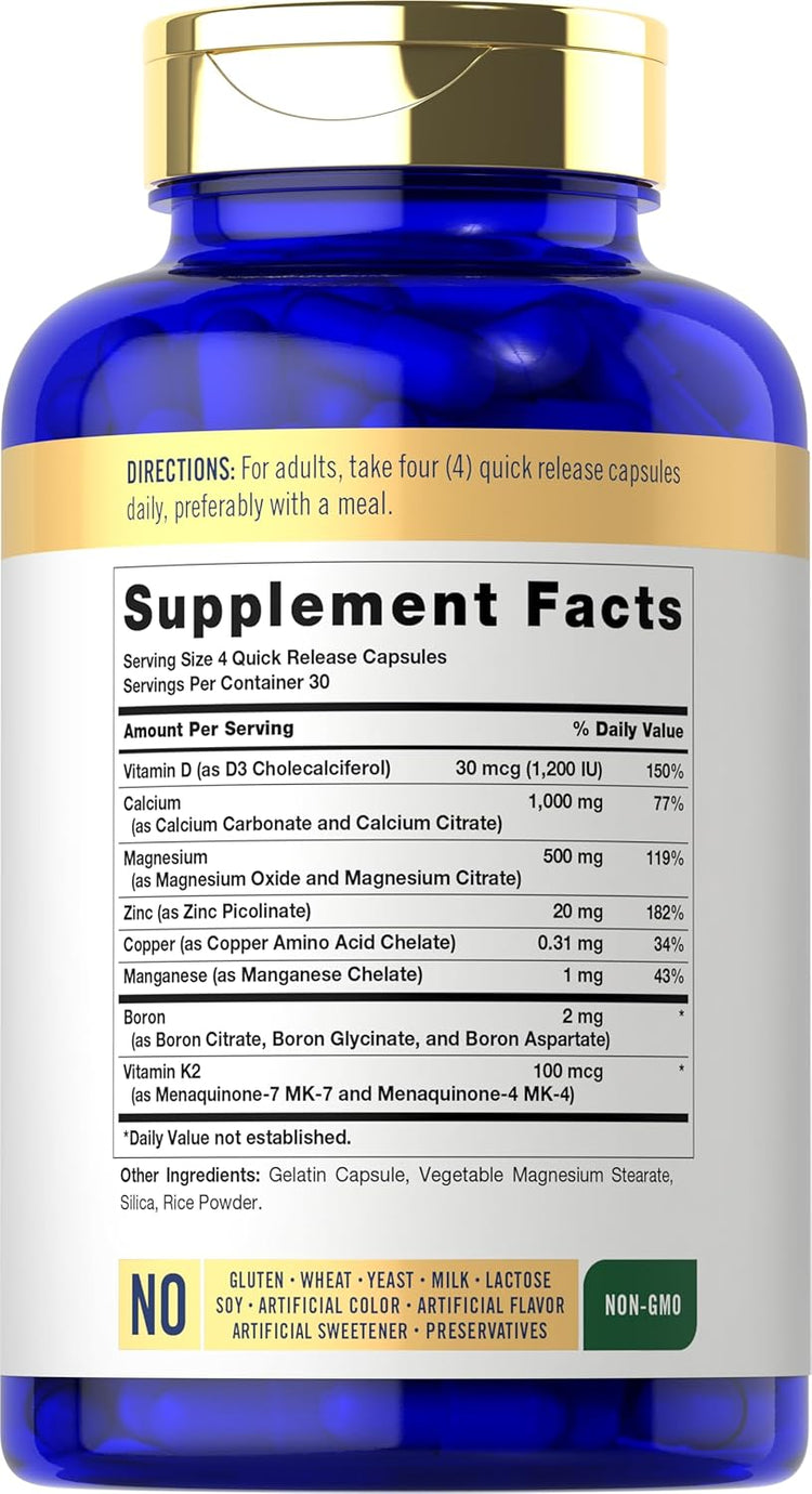 Bone Support bottle: Gluten & Wheat Free, Yeast Free, Milk & Lactose Free, Soy Free, No Artificial Color/Flavor/Sweetener/Preservatives, Non-GMO