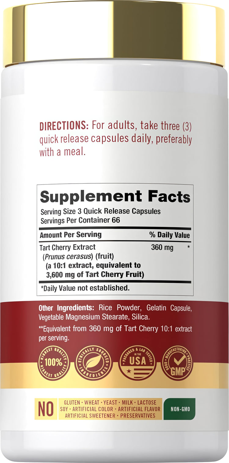 Extracto de Cereza Ácida 3600mg por porción | 200 Cápsulas