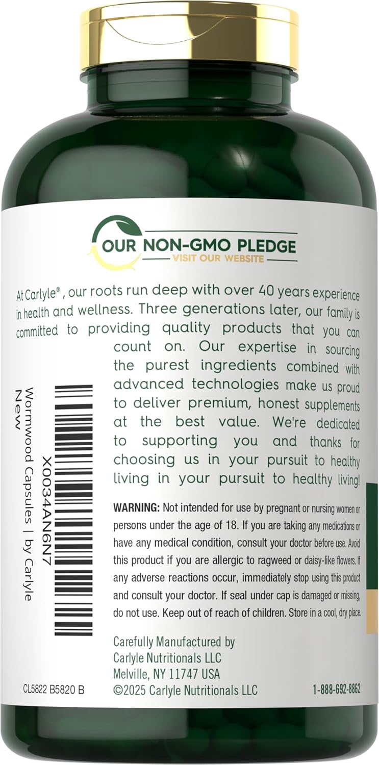 Carlyle Wormwood 430 mg bottle containing 200 capsules.