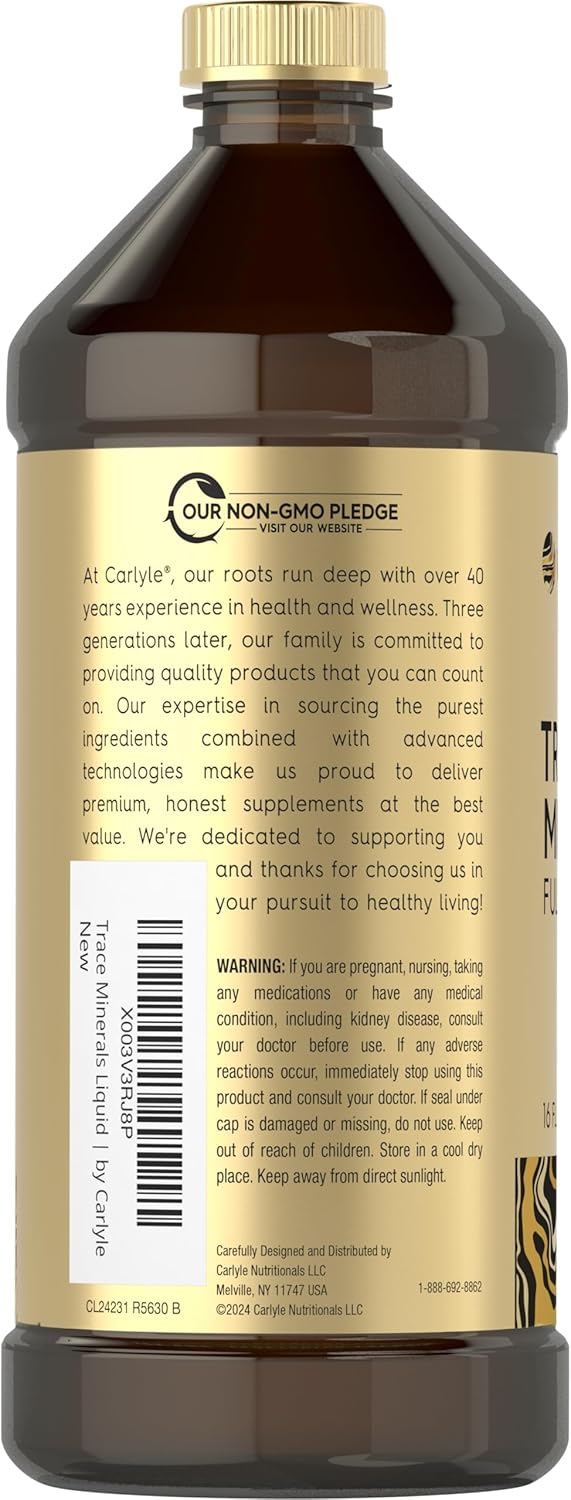 Carlyle Trace Minerals Liquid 16 fl oz bottle shown.