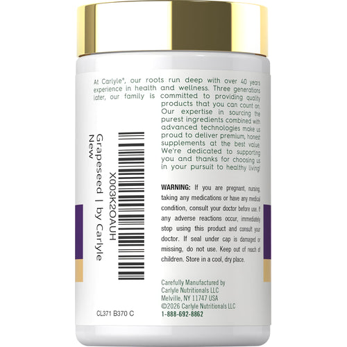 View 3 Carlyle Grapeseed 4000 Complex bottle with 120 capsules.