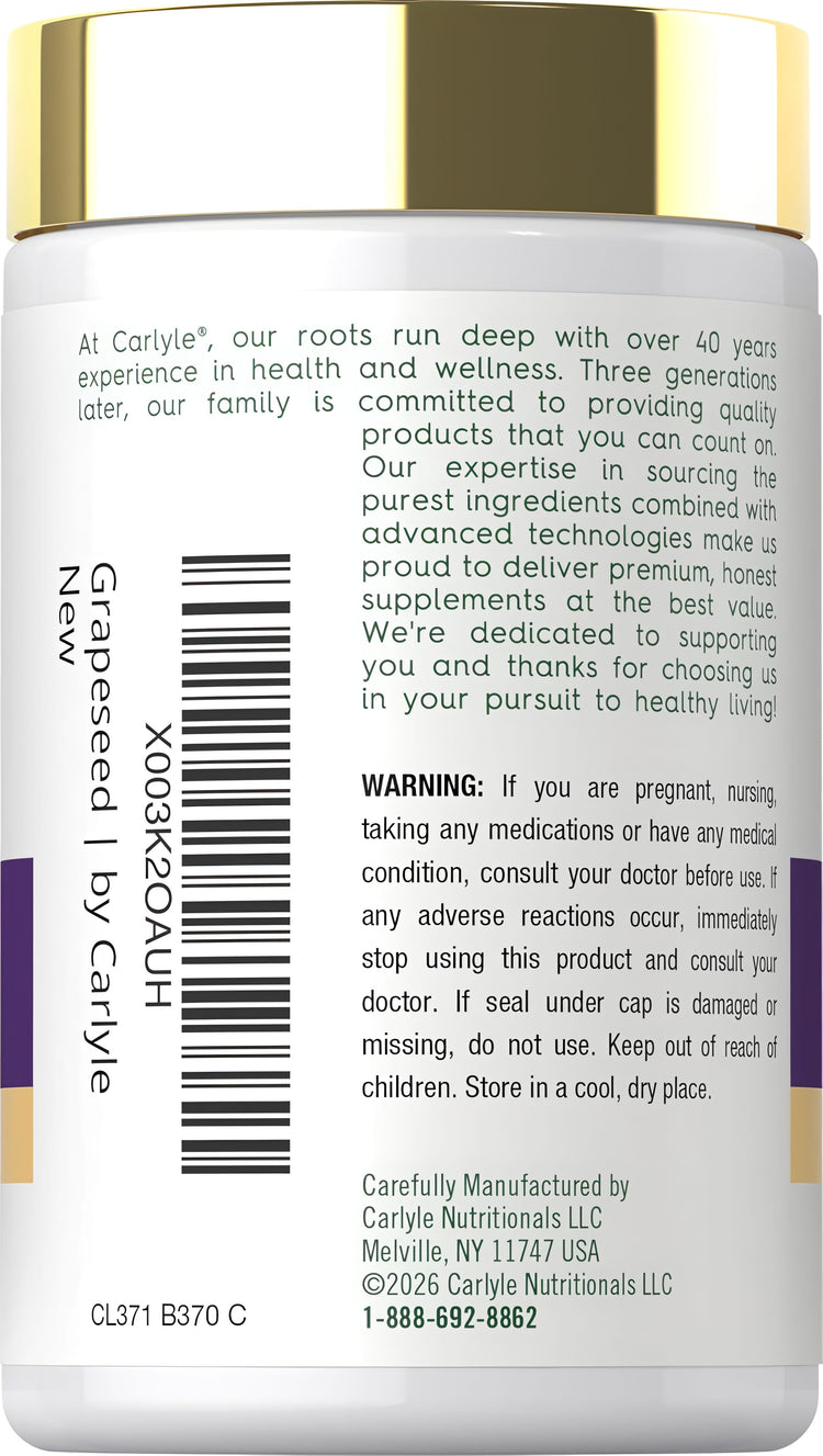 Carlyle Grapeseed 4000 Complex bottle with 120 capsules.