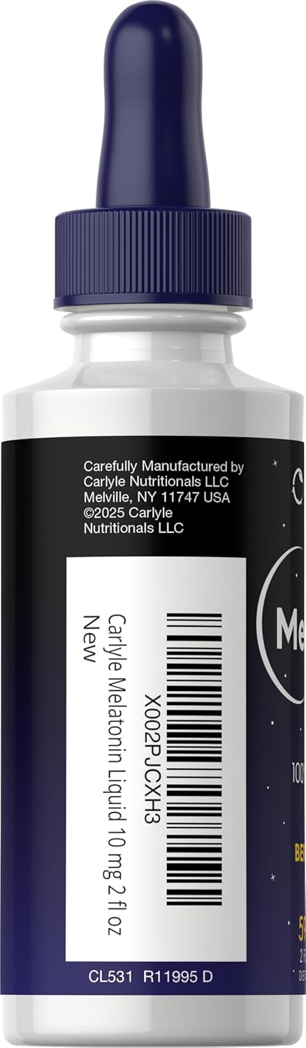 Carlyle Melatonin Liquid, 10 mg, 2 fl oz bottle.
