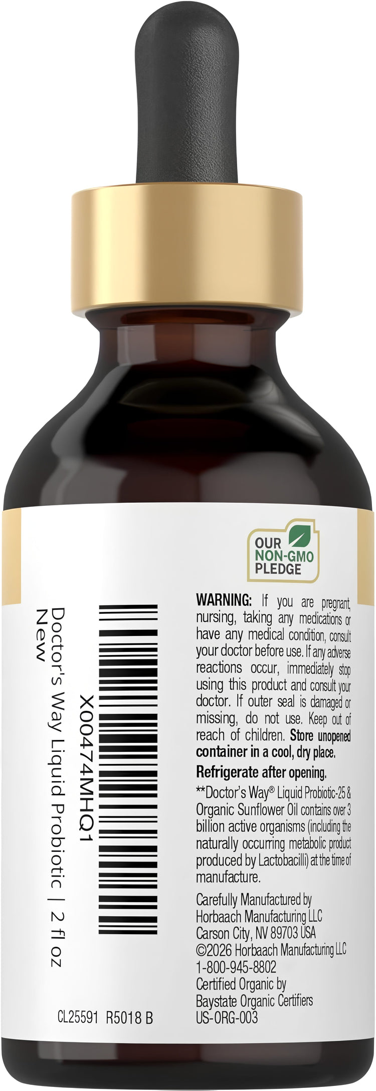 Doctor's Way Liquid Probiotic, 2 fl oz bottle displayed on a white background.