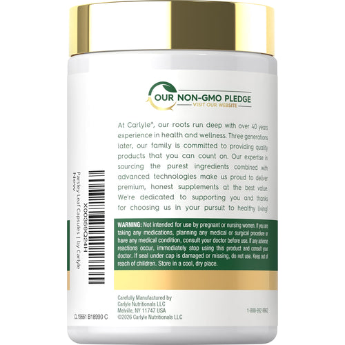 View 3 Carlyle Parsley Leaf bottle containing 1200 mg capsules, 300 count.