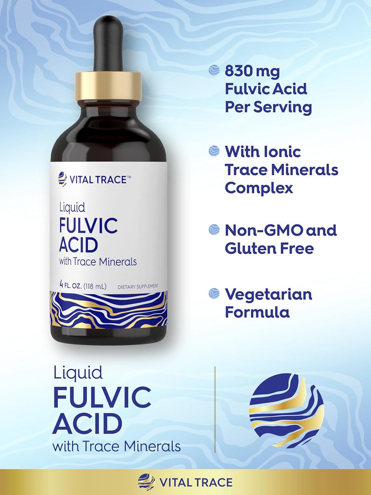 Liquid Fulvic Acid with Trace Minerals dietary supplement, 4 fl oz (118 mL) bottle.