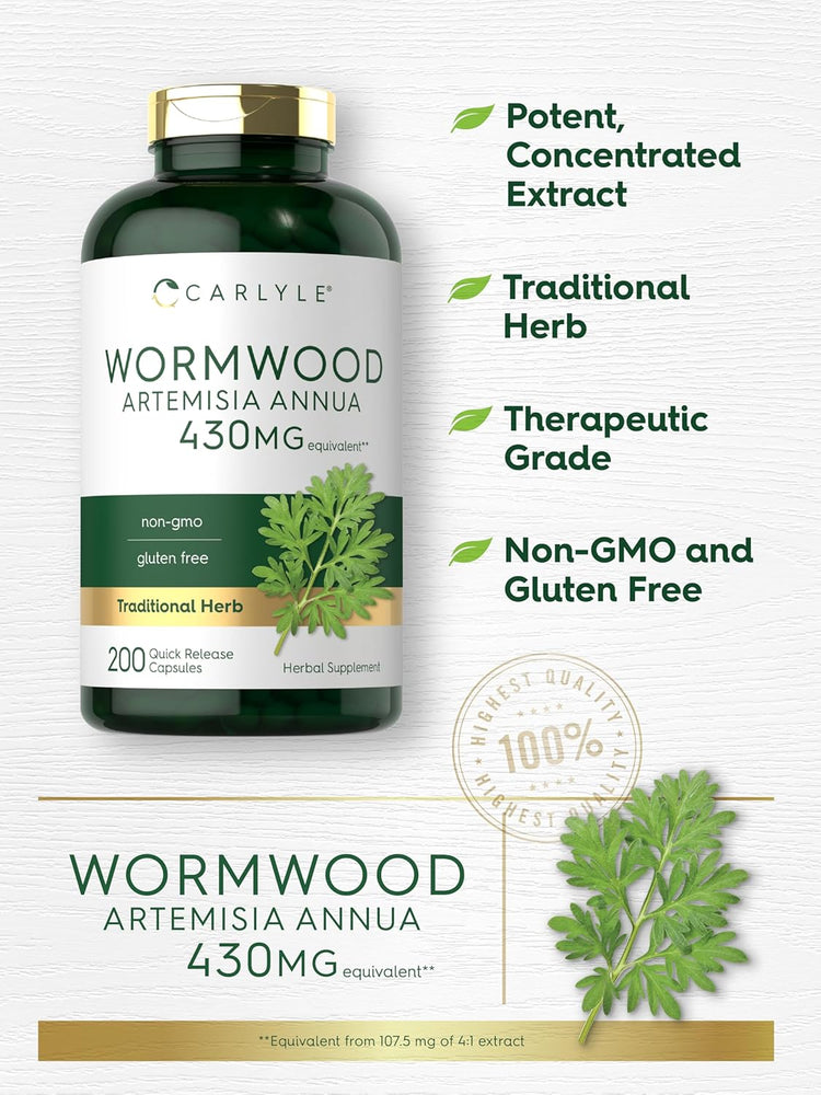 Product highlights graphic showcases Potent, Concentrated Extract, Traditional Herb, Therapeutic Grade, Non-GMO, and Gluten Free.