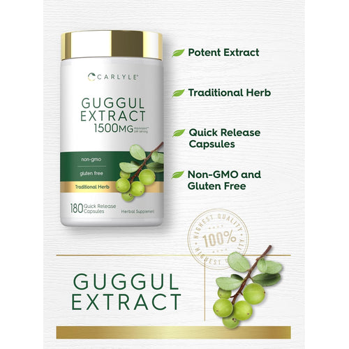 View 4 Carlyle Guggul Extract, 1500MG per serving, 180 capsules. Potent, quick release, non-GMO, and gluten-free.