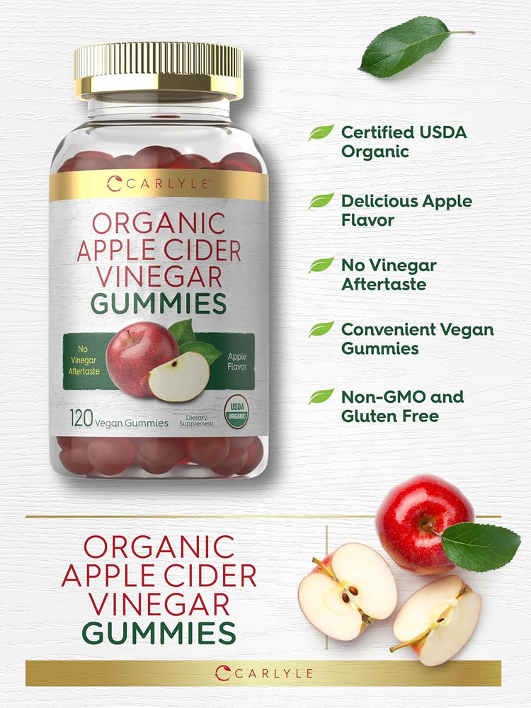 Carlyle Organic Apple Cider Vinegar Gummies offer 120 vegan gummies.