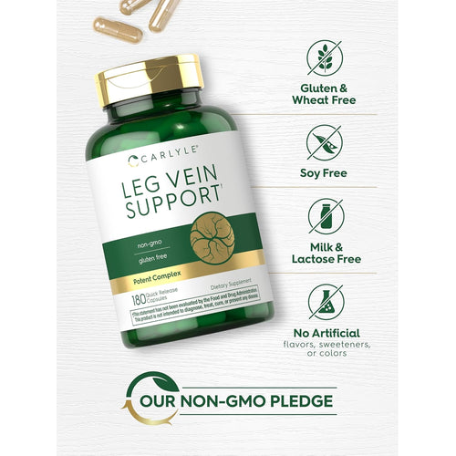 View 5 Bottle of Carlyle Leg Vein Support with 180 quick release capsules for vein health.