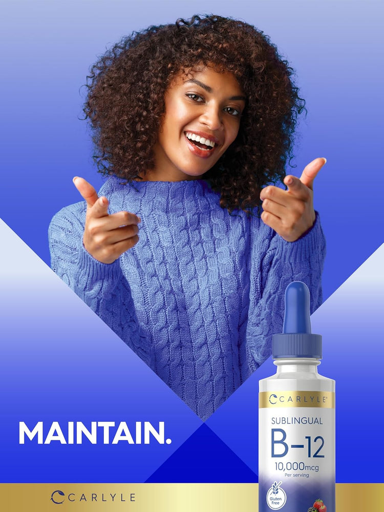 CL B-12 Liquid 10,000 mcg, 2oz dropper bottle for easy dosing and absorption.