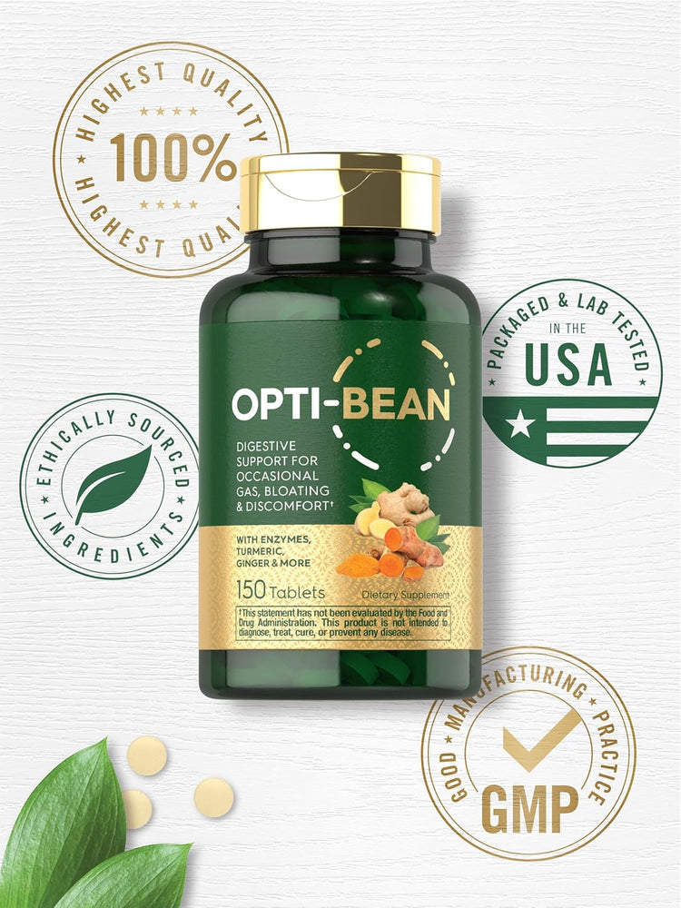 Carlyle Opti-Bean 150 Tablets provide digestive support for occasional gas, bloating, and discomfort.