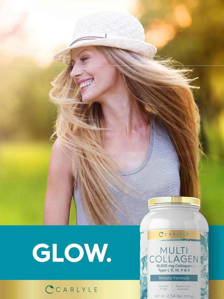 Carlyle Multi Collagen Powder tub, 2.54 lbs, 10,000 mg Collagen Types I, II, III, V, X, Beauty Formula.