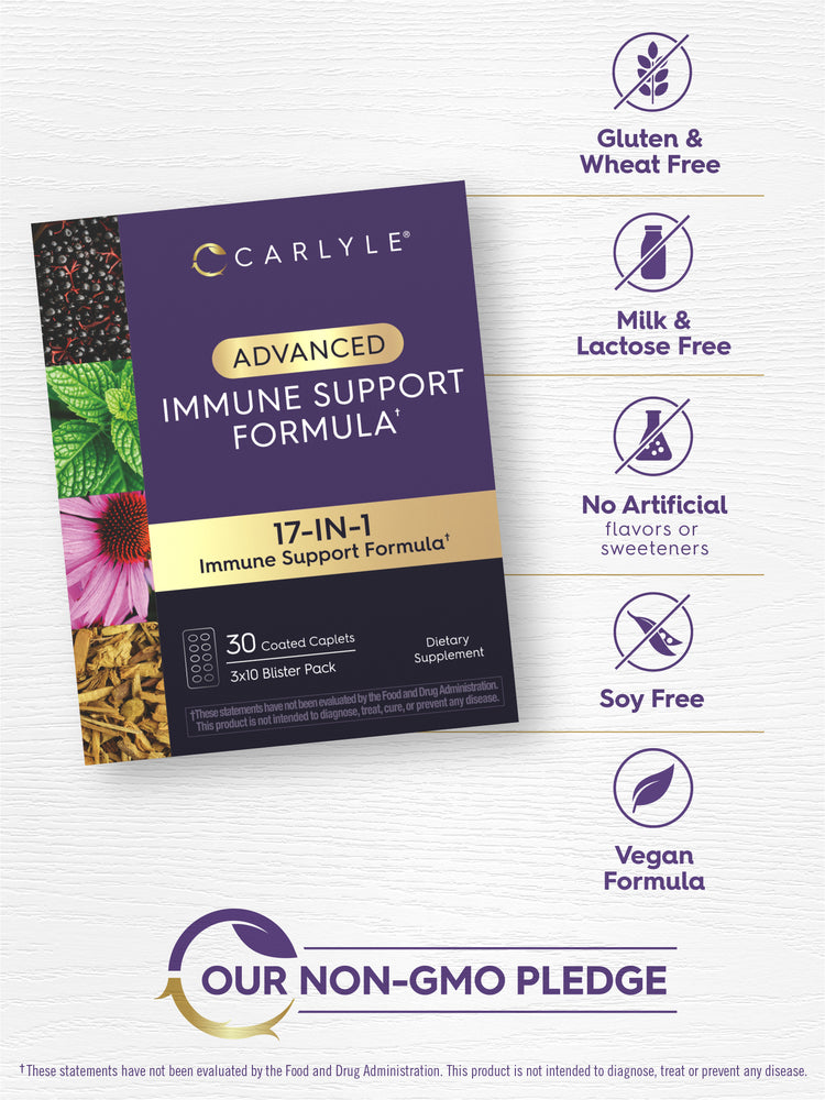 icons indicating Gluten & Wheat Free, Milk & Lactose Free, No Artificial flavors or sweeteners, Soy Free, Vegan Formula