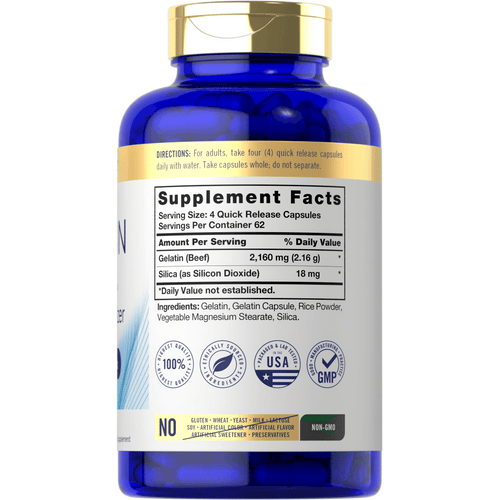 View 13 Back label / Supplement Facts showing directions, Supplement Facts, ingredients, quality badges, and dietary attribute icons.