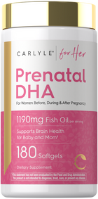 180 softgels of Prenatal DHA with 1190mg of fish oil per serving.