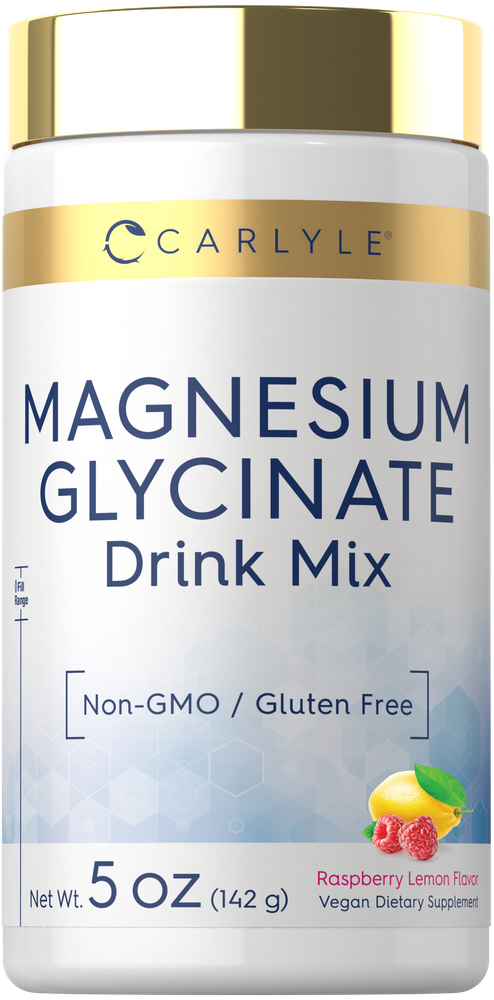 Magnesium Glycinate Drink Mix powder, Raspberry Lemon flavor, Vegan Dietary Supplement, 5 OZ (142 g).