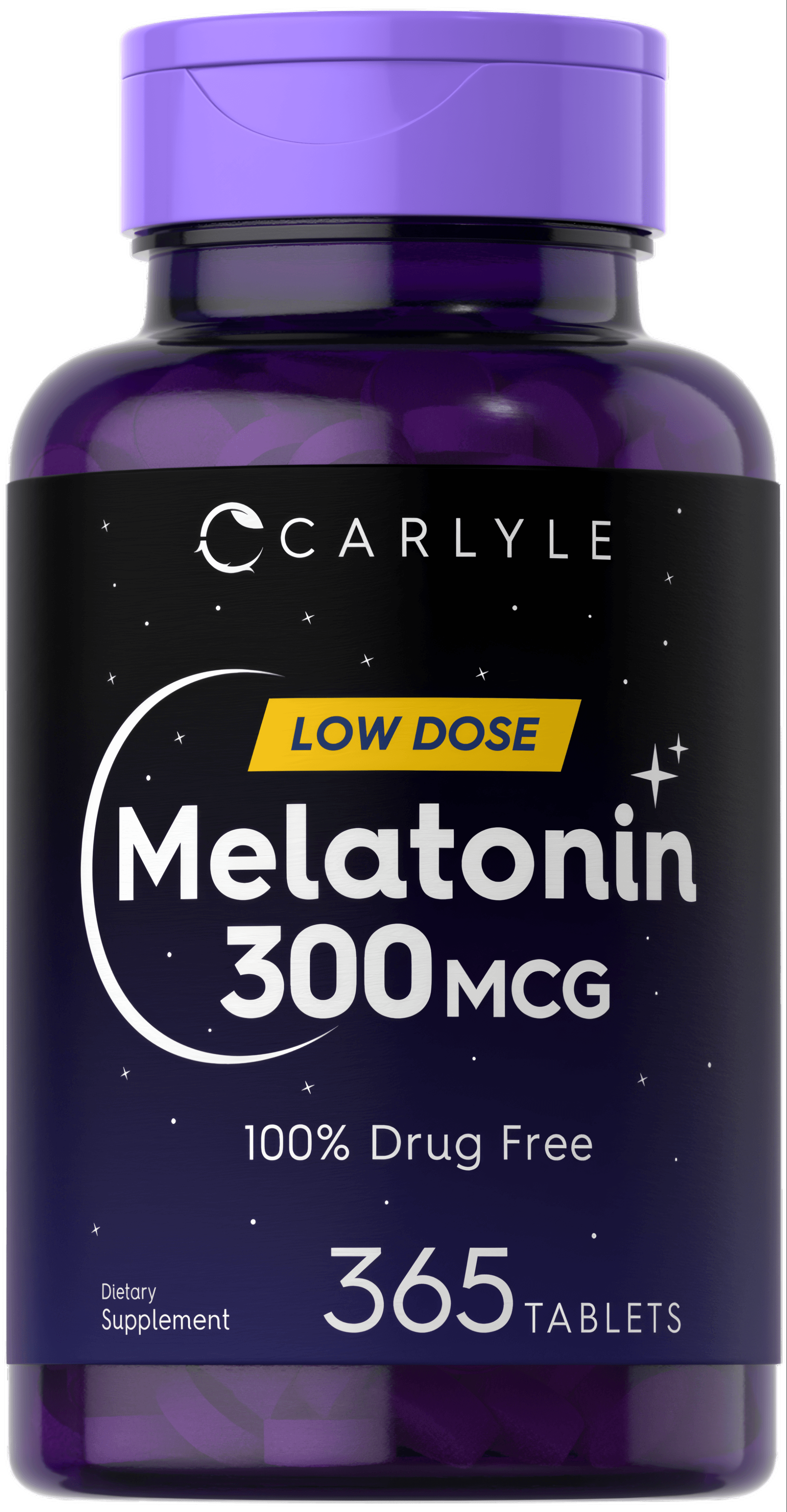 Carlyle Melatonin 300mcg, 365 tablets, low dose, 100% drug free supplement.