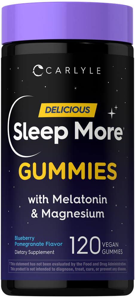 CL SleepMore 120 Vegan Gummies with Melatonin and Magnesium, Blueberry Pomegranate flavor, weighed on hand scale.