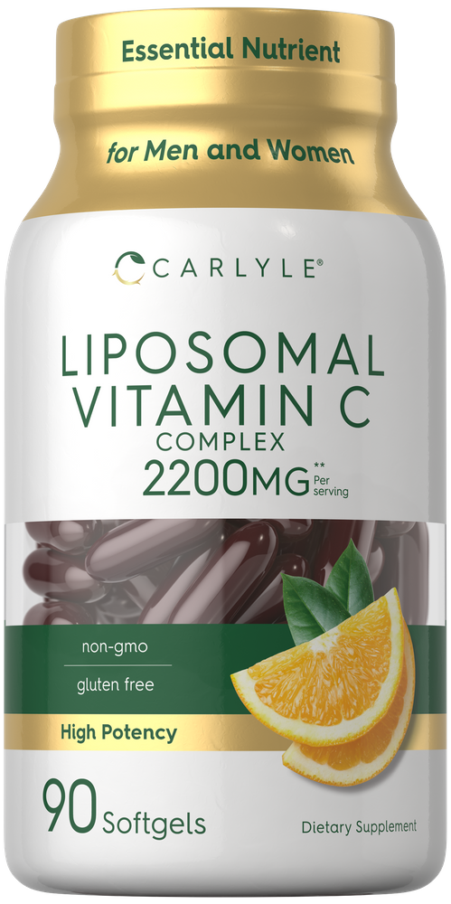 Bottle of Carlyle Liposomal Vitamin C Complex, 90 softgels with 2200mg per serving.