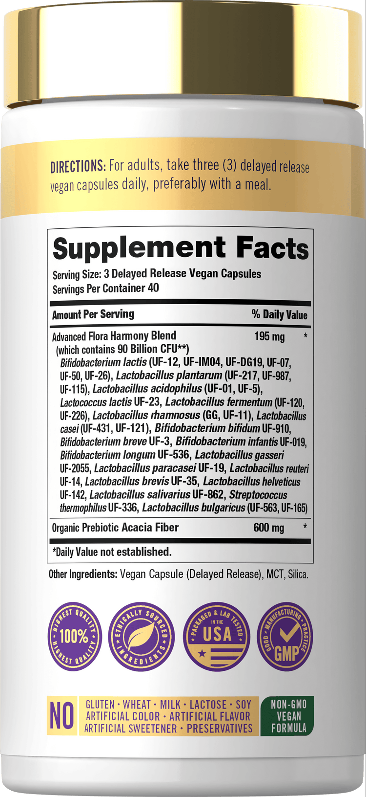 CL Probiotic 90 Billion CFU with 120 vegan capsules for digestive health support.