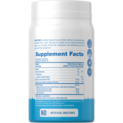 View 2 Supplement Facts for Carlyle Kids Omega 12/1 60ct Gummies displayed.