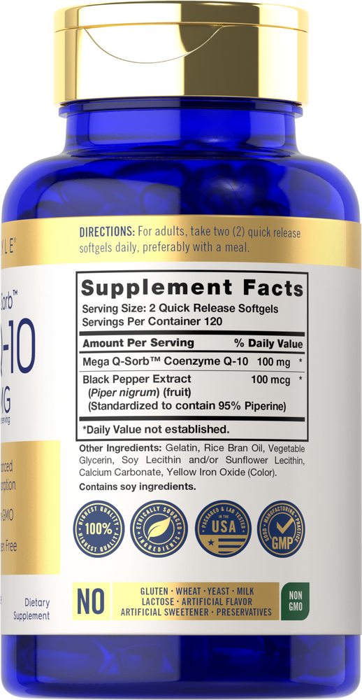 CL Carlyle Coq10 100 mg Quick Release Softgels bottle on a hand scale.