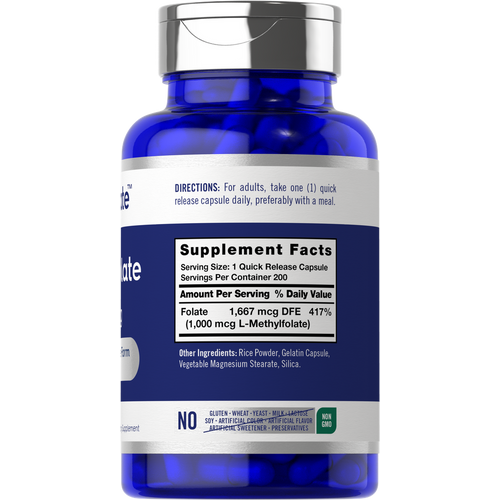 View 2 Hand holding L-Methylfolate 1,000 mcg Quick Release Capsules for size reference.